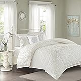 Madison Park Sabrina Comforter Solid Tufted 100% Cotton Chenille Soft Hypoallergenic Fill All Season Bedding-Set, King/Cal King, Medallion Embroidery White