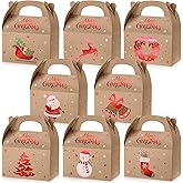TaoBary 24 Pcs Christmas Goody Candy Boxes Cardboard with Handles 3D Christmas Favor Boxes with Vibrant Print for Party Gifts Candy Chocolate Treats and Cookies Favors (Polka Dots Style)