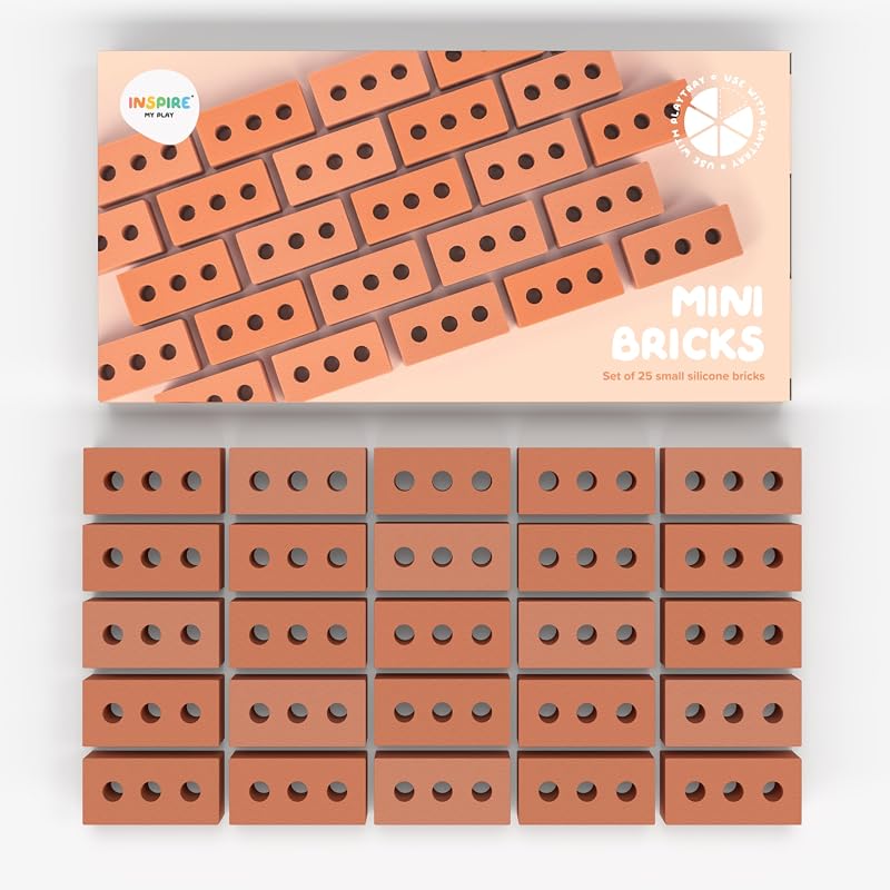 Inspire My Play 25 Mini Silicone Bricks for Sensory Play Construction Set