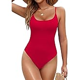 BMJL Red One Piece Swimsuit Women Scoop Neck Slimming Bathing Suits Long Torso Swimsuits Cheeky Swimwear(Red,M)
