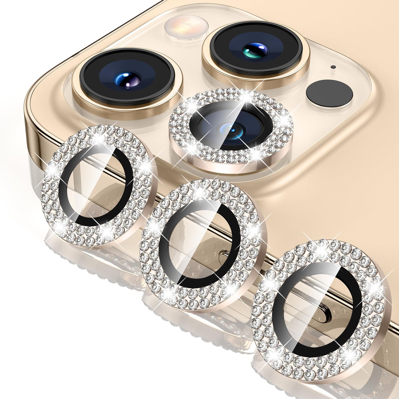 Photo 1 of Tensea for iPhone 14 Pro/iPhone 14 Pro Max Camera Lens Protector Bling, Protection Camera Cover Tempered Glass Screen Protector Diamond Metal Individual Ring for 14Pro 6.1" / 14 ProMax 6.7 inch 2022