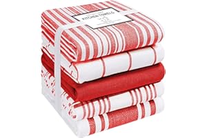 Cotton Clinic Assorted Kitchen Towels 5 Pack – Soft Absorbent Quick Drying Table and Kitchen Linen - Dish Towels, Dish Cloths
