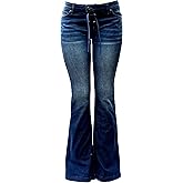 Jack David & Sweet Look Jenas Womens Juniors 70s Trendy Slim Fit Flared Bell Bottom Denim Jean Pants