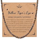 Top Plaza Healing Crystal Tigers Eye Stone Necklace for Men Natural Gemstone Beaded Necklaces Handmade Stress Relief Balance Protection Amulet Necklace Jewelry Gifts