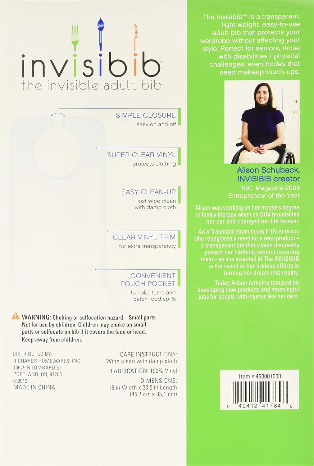 Richards Homewares Invisibib/Clear Vinyl bib: Home & Kitchen