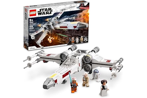 LEGO Star Wars Luke Skywalker's X-Wing Fighter 75301 Building Toy Set - Princess Leia Minifigure, R2-D2 Droid Figure, Jedi Spaceship from The Classic Trilogy Movies, Great Gift for Kids, Boys, Girls