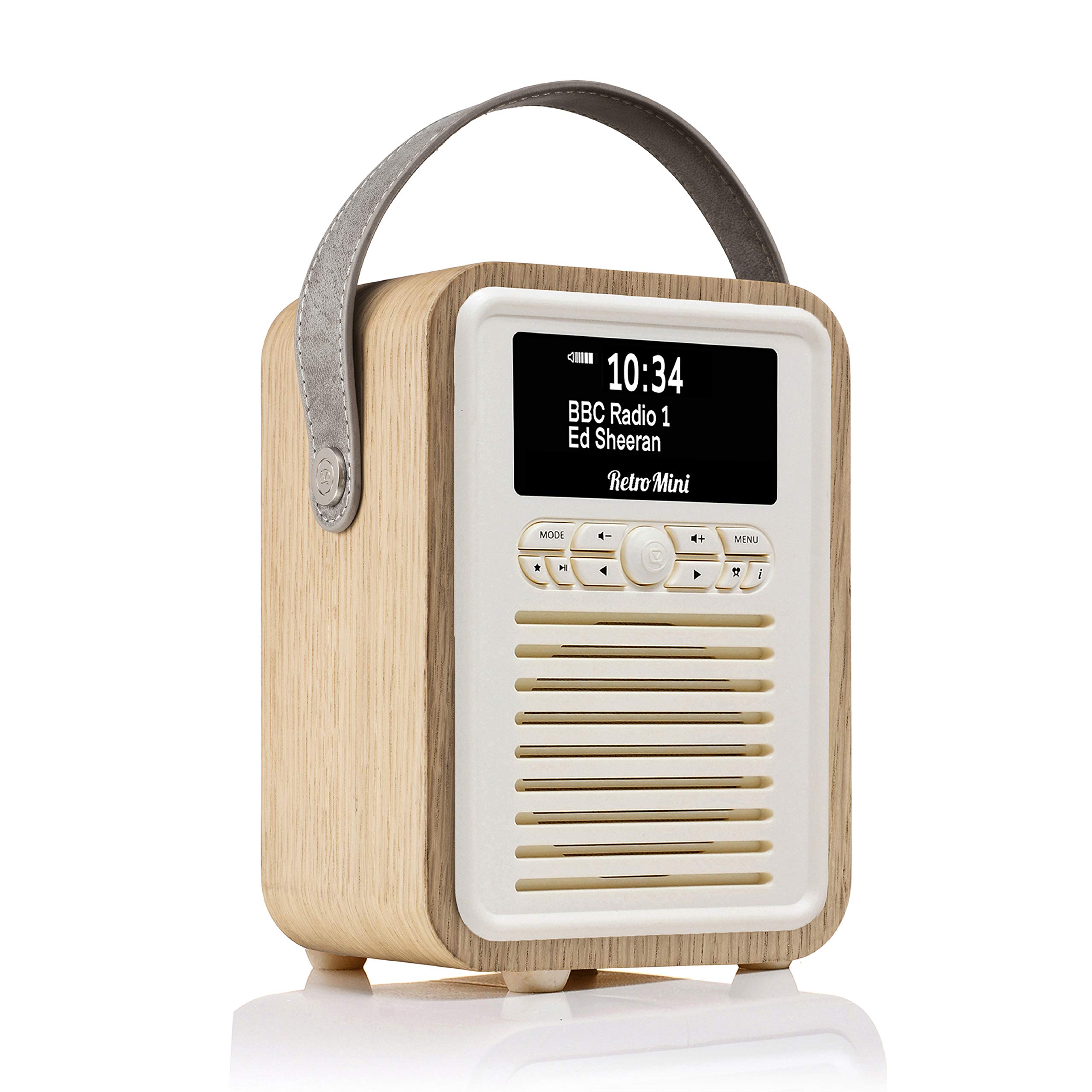 Retro Mini Portable Dab Radio Mains Powered - Digital Dab Radio Alarm Clock - Rechargeable Bluetooth Radio Battery Powered with Aux - Bedside FM, Dab+ Radios with Dual Alarms Battery Operated - Oak