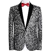Cloudstyle Mens Shiny Sequin Suit Jacket Shawl Lapel Stylish Dinner Party Tuxedo Blazer