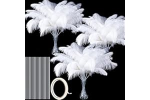 BTANADI White Large Feathers for Vase and Centerpieces: 80 Pcs 10-12 Inches Ostrich Feathers Bulk, Boho Large Feathers for Centerpieces, Vase, Wedding Party and Home Decoration