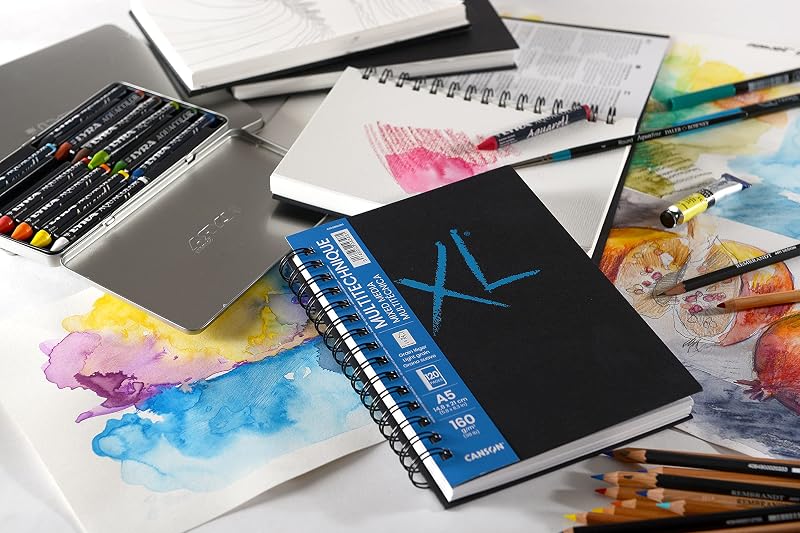 XL Art Book, Papel Multitécnica, Grano Suave, 160gsm, Cuaderno Espiral, A5-14,8x21cm, Blanco, 60 hojas — foto 2 de 8