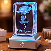 Ghtixsu 3D Rose Crystal Night Lamp with Adjustable LED Lights - I Love You, Mothers Day Gifts Ideas for Mom Valentines Day, Anniversary, Birthday Gift for Her, Wife, Girlfriend