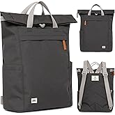 ORI LONDON Travel Backpack - Large Water-Resistant Nylon Rolltop Laptop Backpack for Men & Women - The Finchley - Ash