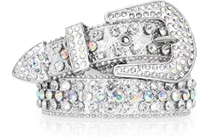 SUOSDEY Kids Rhinestone Western Belt for Girls Boys, Cowboy Cowgirl Diamond Studded Bling Leather Belt