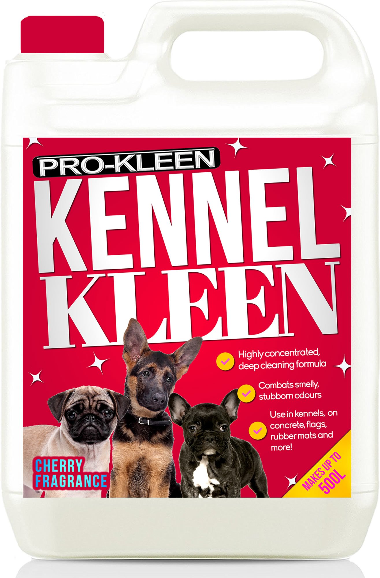 Pro-Kleen Kennel Disinfectant, Cleaner & Deodoriser (Cherry Fragrance) - 5L Pack - Kills 99.9% of Bacteria and Removes Nasty Urine Pet Odours - Suitable for Kennels, Hutches & More