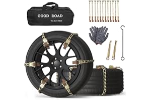 Car Snow Chains 12Pack, PVUEL Universal Adjustable Snow Anti-Skid Emergency Tire Chains, Thickened Manganese Steel Anti Snow 