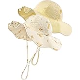 HONGTEYA Baby Sun Hat Muslin Toddler Bucket Hat for Girls Boys Infant Wide Brim Sun Protection UPF 50+