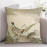 Decgarsun Pillow Covers 18 x 18 Decorative Throw Cushion Cover Vintage Pheasant Rustic Animal Square Pillow Shams for Bed Sofa Living Room