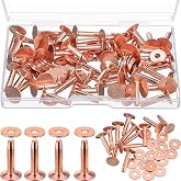 Hotop Copper Rivets and Burrs Copper Rivets for Leather, 9/16 Inch, Size 12 | Pure Rivet Setting Tool for Belts Wallets Collars Leather DIY Craft Supplies