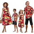 Family Matching Hawaiian Outfits, Dad and Son Beach Vacation Shirts Mommy Daughter Dress, 2T - X-Large