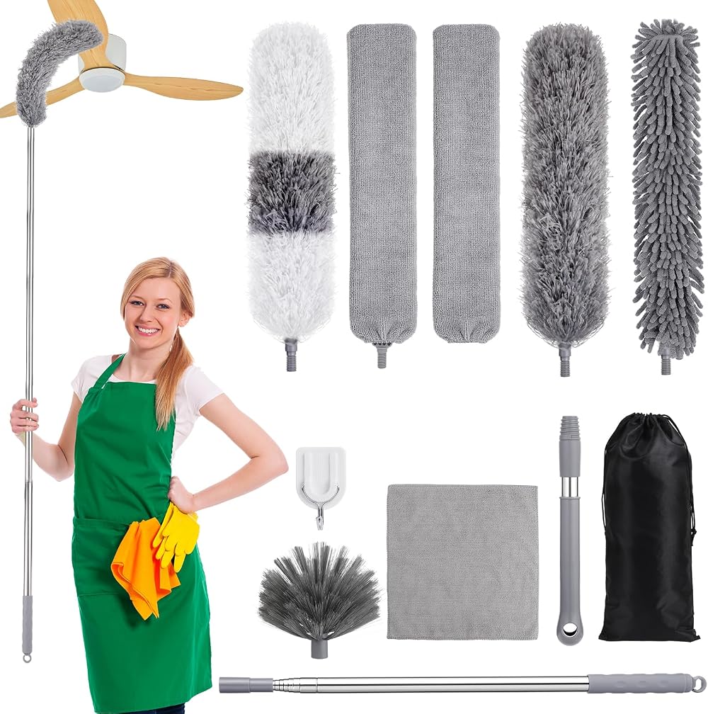 Wlich Feather Duster with Extension Pole 11-Piece Set 15-84 in