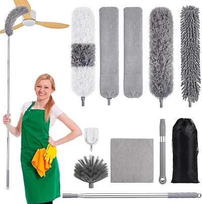 Wlich Feather Duster with Extension Pole 11-Piece Set 15-84 in