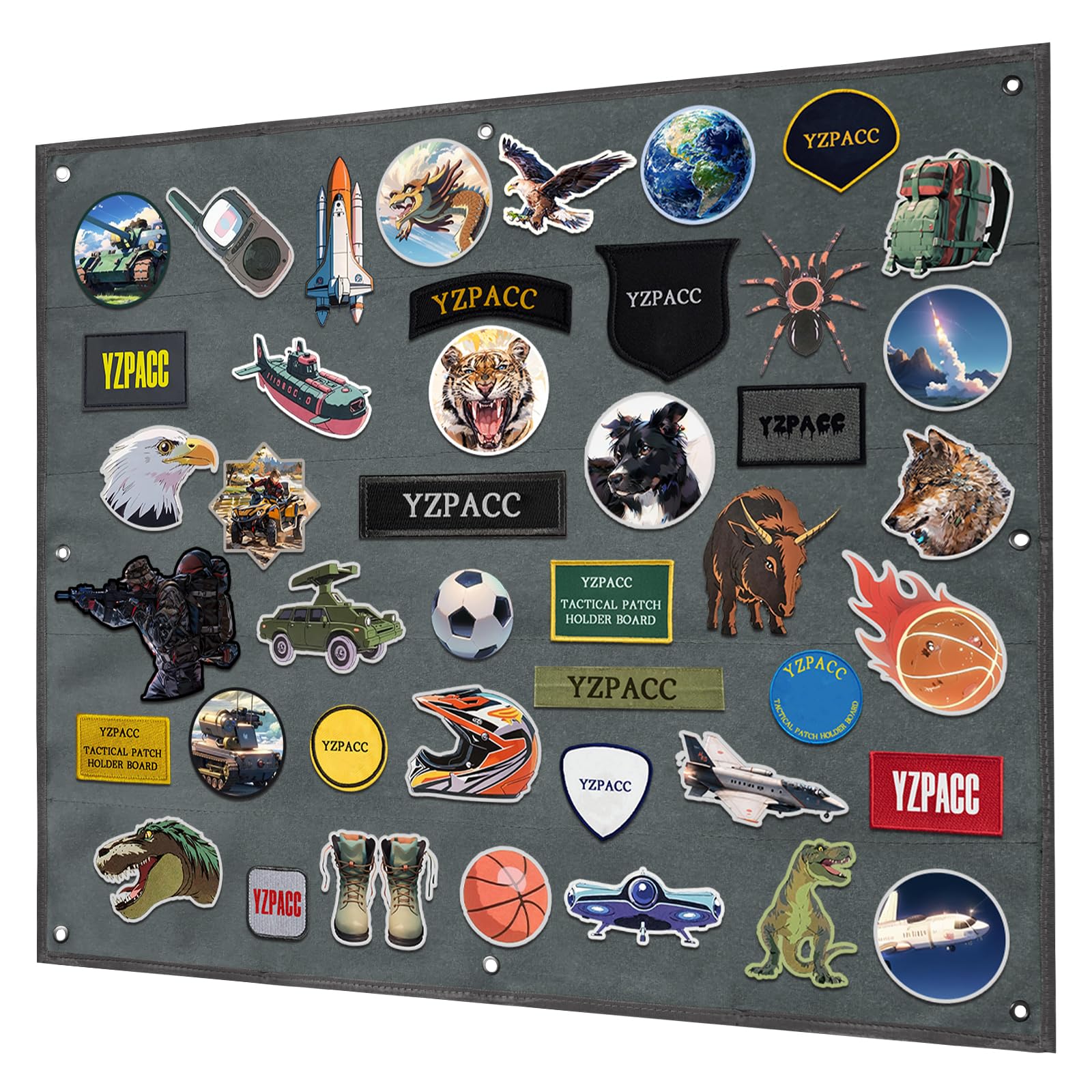 Yzpacc Tactical Patch Display Board, Loop-Surface Foldable Combat Morale Military Patch Hang Holder Panel for Military Army