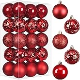 RoseCraft 30PCS Christmas Ball Ornaments, 2.36" Red Shatterproof Ornament Set for Christmas Tree Hanging Decorations, for Home Holiday Xmas Party Decor.