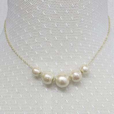 Amazon コットンパールネックレス キスカ 8mm 12mm玉
