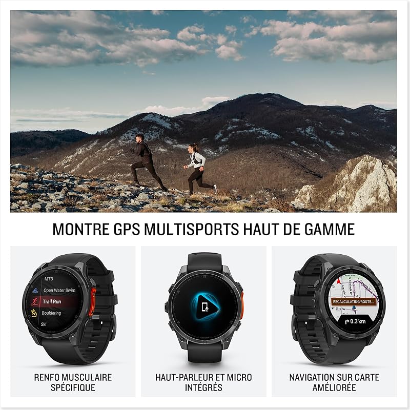 fēnix 8, Montre GPS Multisports AMOLED, Acier Grey/Noir, 47mm