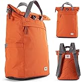 ORI LONDON Travel Backpack - Medium Water-Resistant Nylon Rolltop Laptop Backpack for Men & Women - The Finchley - Atomic Orange