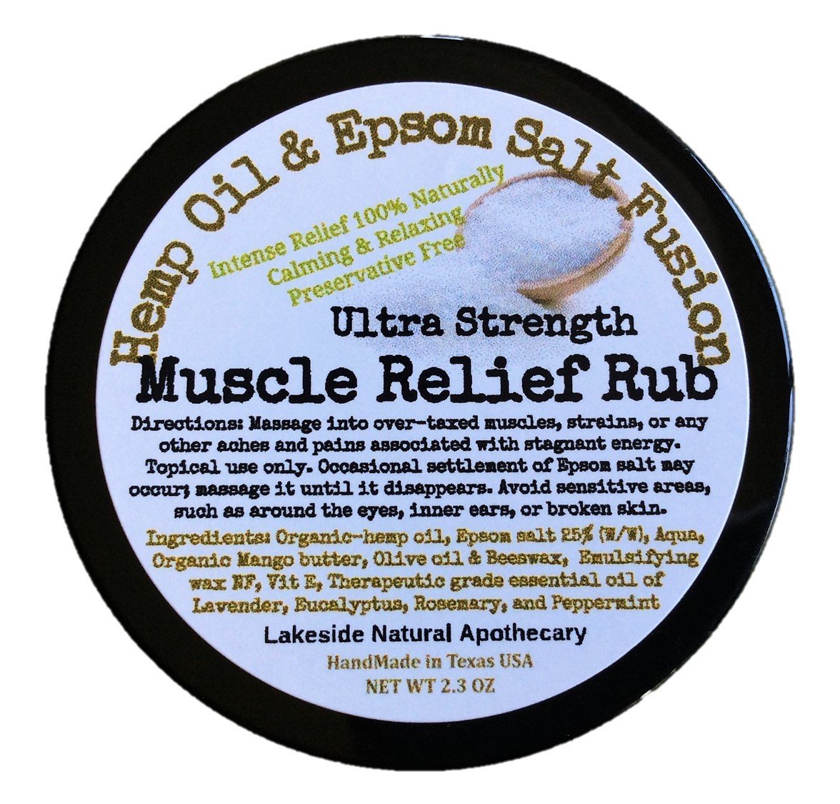 Epsom Salt & Hemp Oil Fusion Therapeutic Essential Oil Synergy Massage Lotion Salve Rub in Hemp Oil for Muscle Ache & Pain Relief 100% Natural (2 Jars)