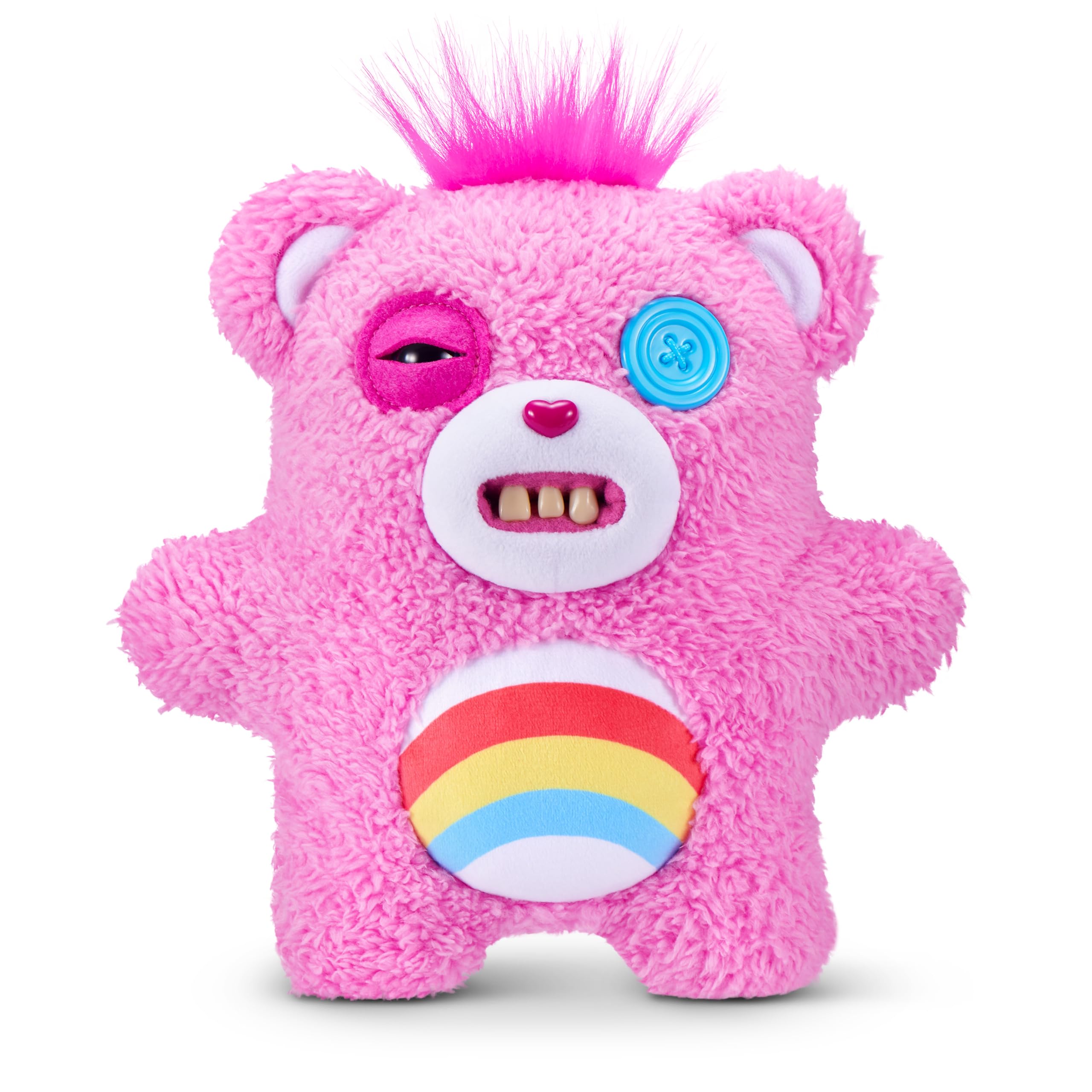 Fuggler Care Bears 9-Inch Plush Toy (Cheer Bear) by ZURU – Funny Ugly Monster Stuffed Animal with Human-Like Teeth, Collectible Plush for Kids, Tweens, Teens, Adults & Crossover Fans