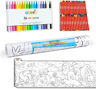 abeec Coloring Kit for Kids with 36 Assorted Crayons Animal Roll