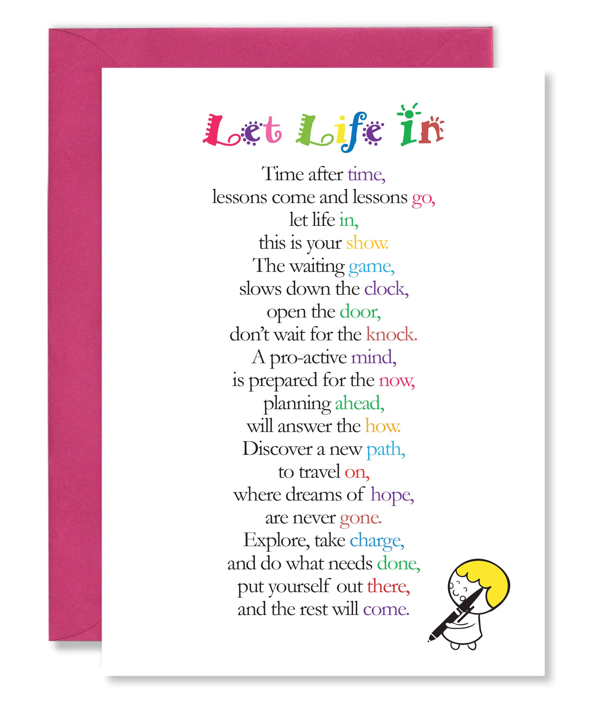 Clarabelle Cards - Let Life In - Supportive | Proud of You | Inspirational | Motivational Thinking of You Encouragement Poem Verse Greetings Card sold by Card Candy