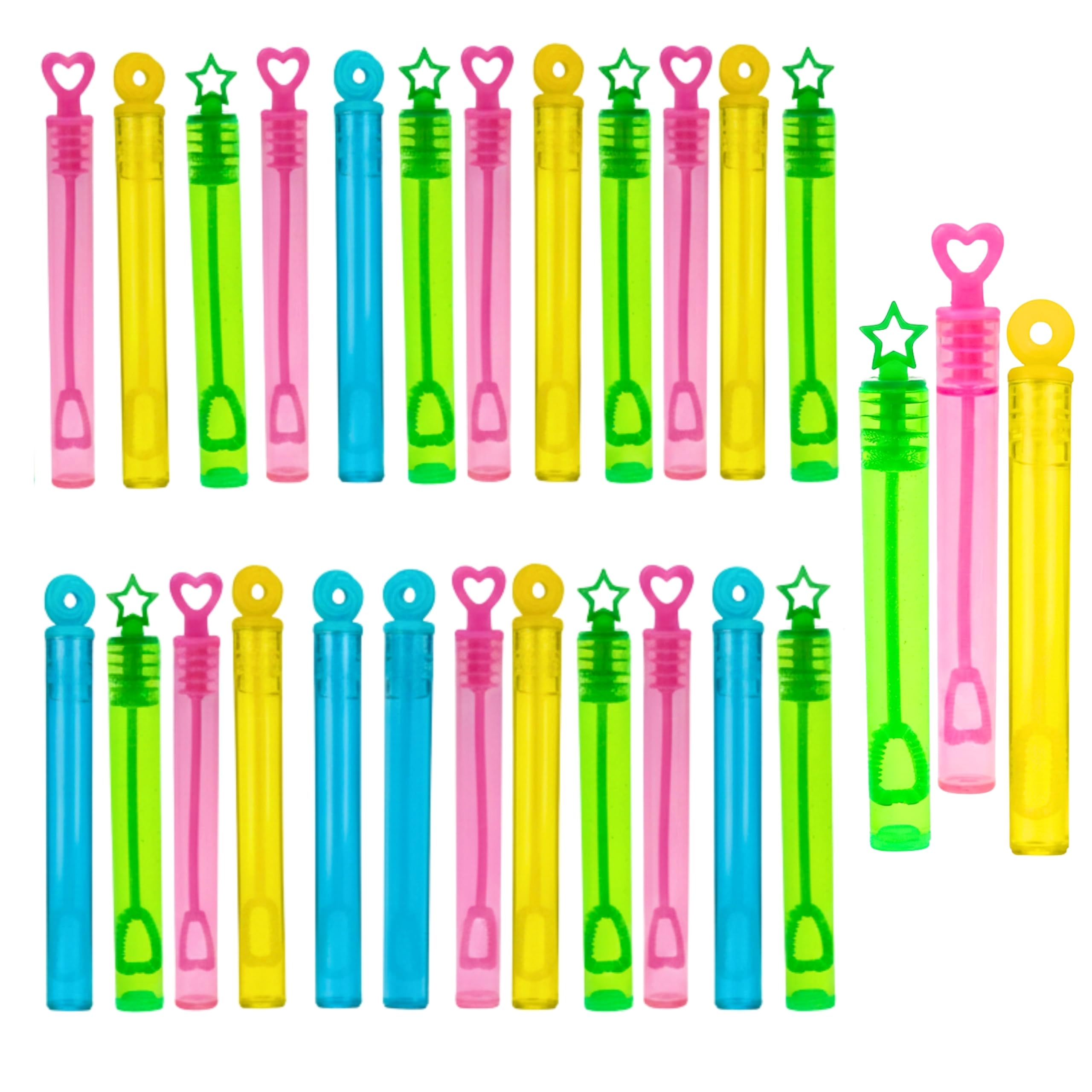 24 pcs Bubble Tubes Wands Bubble Solution Assorted Multicolour Party Bag Fillers for Kids Boys Girls - Summer Fun Bubble Toys for Birthday, Wedding, Hen Night, Party Favours, Events, Parties