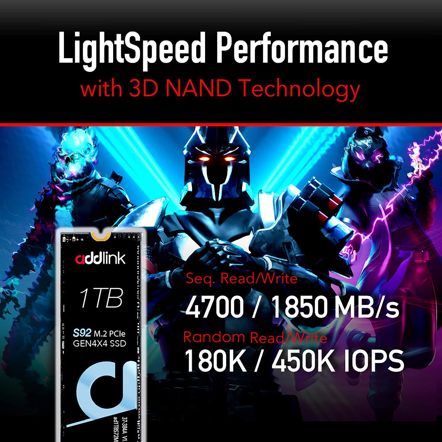addlink M.2 Gaming Internal SSD 1TB S92 NVMe PCIe Gen4x4, Speed up to 4700MB/s, 3D NAND M.2 2280 internal Solid-State Drive… - Image 3