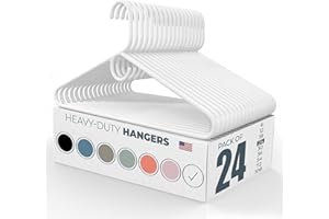 Neaties Heavy Duty Clothes Hangers 20 Pack (24 Count) – Made in The USA – 8lb Capacity Plastic Hangers for Adult Clothing – Durable for Pants, Coats, Jackets, or Jeans – White
