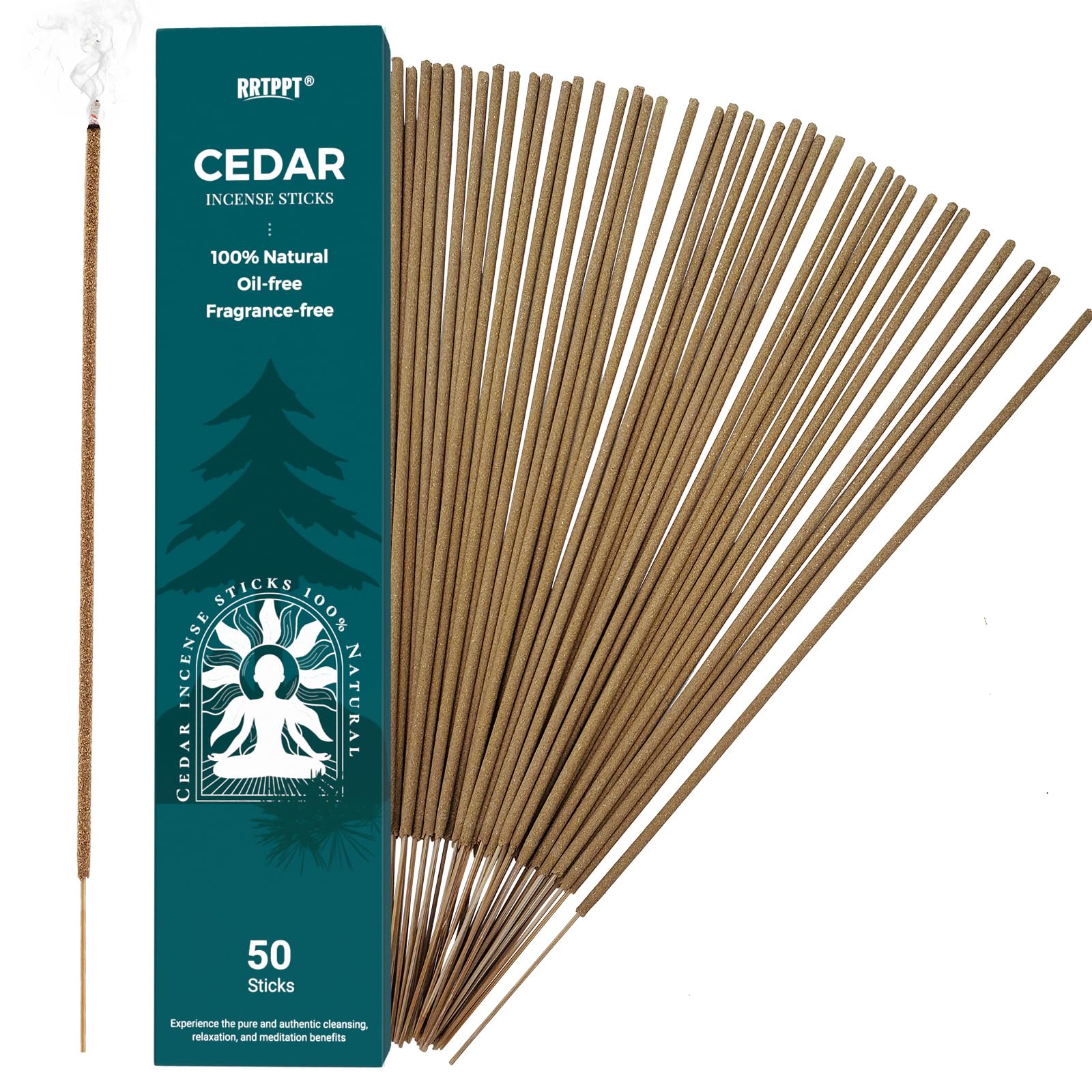 Cedar Incense Sticks (50 Sticks), 100% Natural sustainably harvested Cedar, Suitable for Yoga, Meditation, Relaxation, and Spiritual Purification