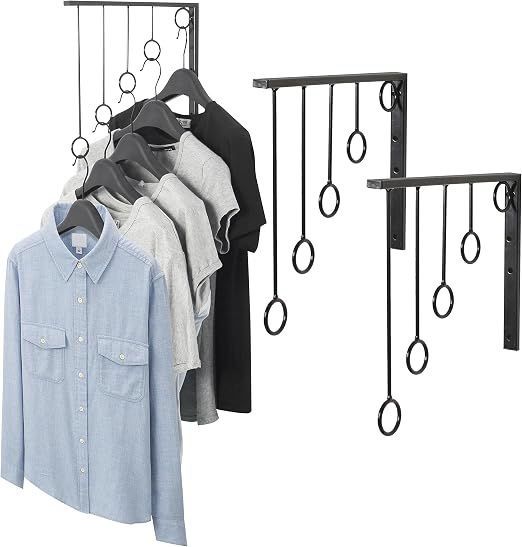 6 Percheros Negros De Metal Con Tornillos - Ganchos Dobles Para Pared | Para Guardarropa, Cocina, Baño, Dormitorio