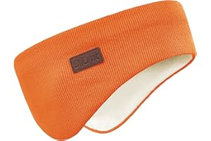 Oliumt Winter Ear Warmer Headband for Men Women Double-Layer Knit Ear Muffs Cover with Fuzzy Lining for Running and Cycling (Orange, One Size)