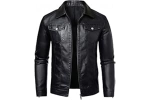 Leather Jacket Men Black Faux Leather Jackets Mens Moto Biker Coat Outwear Windproof