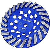 ACTINTOOL 7 in. x 5/8-11 in. Threaded Arbor 24 Segments Diamond Turbo Grinding Cup Wheel, 7 Inch Diamond Cup Grinding Wheel for Granite Marble Concrete (5/8"-11 Threaded)