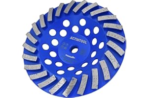 ACTINTOOL 7 in. x 5/8-11 in. Threaded Arbor 24 Segments Diamond Turbo Grinding Cup Wheel, 7 Inch Diamond Cup Grinding Wheel for Granite Marble Concrete (5/8"-11 Threaded)