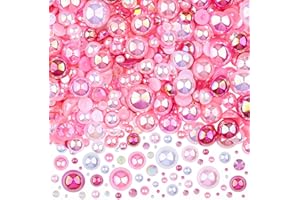 Kikonoke 3900+ Pcs Rhinestones and Pearls Kit, 2-10mm Flatback Gems for Nail Art, Tumbler Decoration, DIY Crafts, 8 Colors Mixed DIY Supplies (Pink)