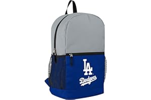 FOCO MLB Officially Licensed Baseball Team Color Primary Logo 2 Tone Big Logo Color Block School Bag Travel Backpack - Los Angeles Dodgers