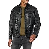 Cole Haan Men's Washed Leather Trucker Jacket