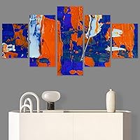 SIGNWIN 5 Panel Canvas Wall Art Modern Art Abstract Brushstroke Closeup Expressionism Expressive Modern Multicolor Oil Painting for Home Decorations Ready to Hang - 60