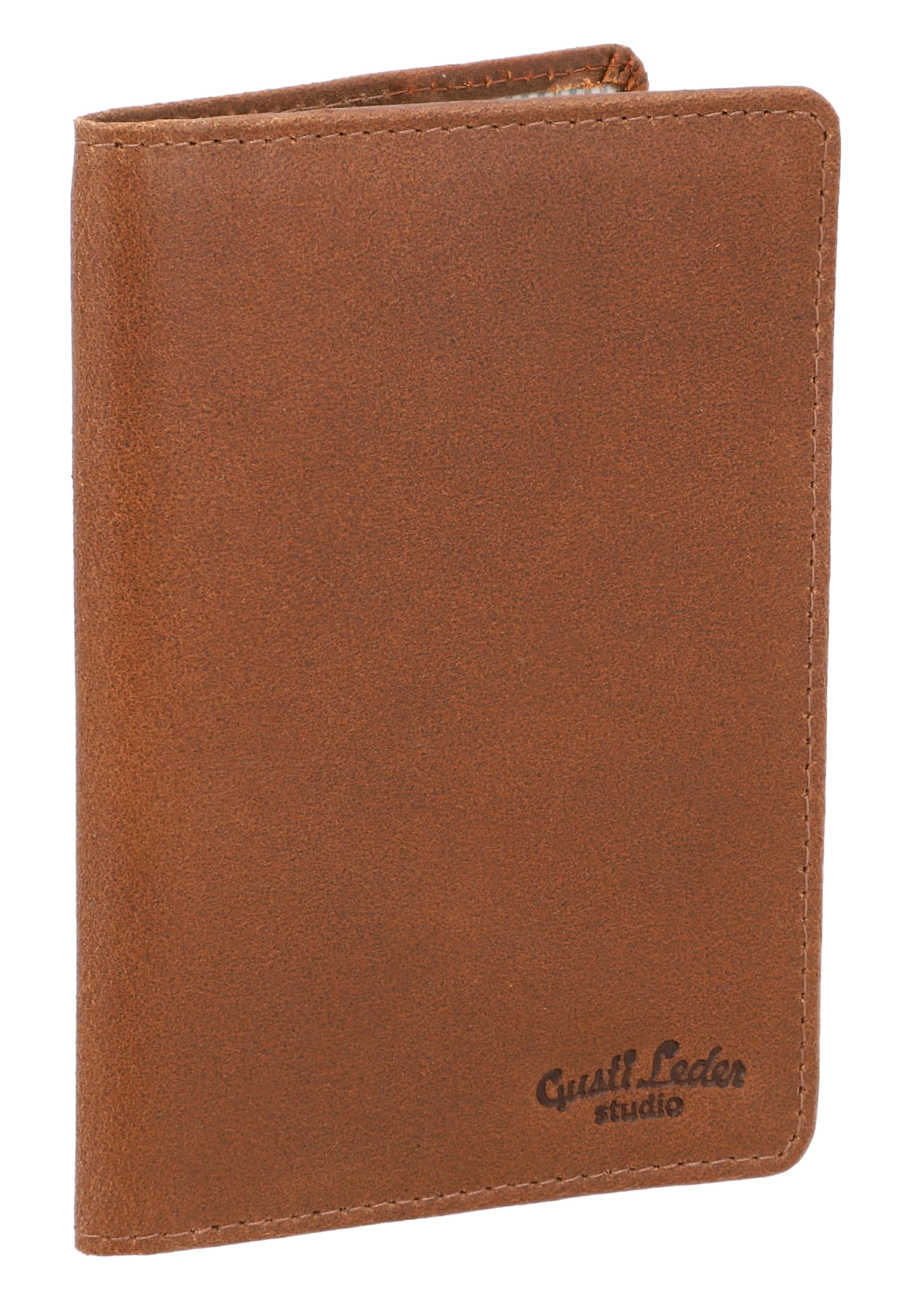 Gusti Brodie Leather Passport Cover, brown, 15 x 10.6 x 1.6 cm, Vintage