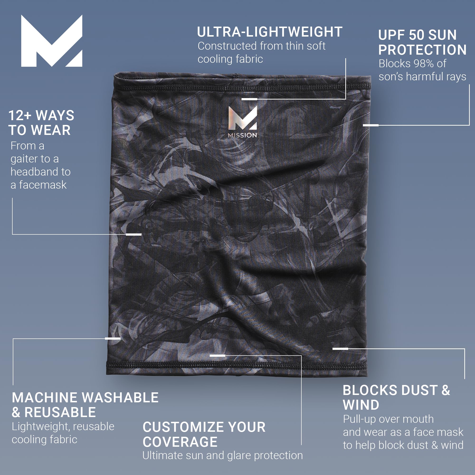 MISSION Cooling Neck Gaiter, Men and Womens All Weather Neck Gaiters