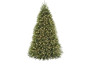 National Tree Company 9 ft Pre-Lit Dunhill Fir Artificial Christmas Tree, 900 LED Lights, 4,026 Tips, Foot Pedal, 10 Light Functions, Includes Stand, Green